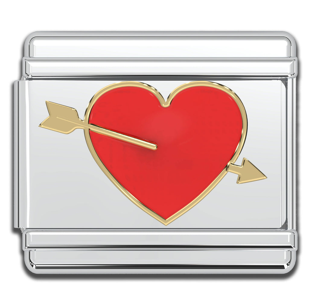 Italian Charm Bracelet Charms - 9mm Heart w/ Arrow Links