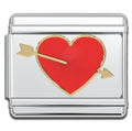 Italian Charm Bracelet Charms - 9mm Heart w/ Arrow Links