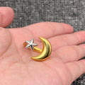 Two Tone Star Moon 18K Golden SS Adjustable Ring - FGS/MS