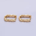 Gold Filled Hammered Textured Oblong Hoop Earrings