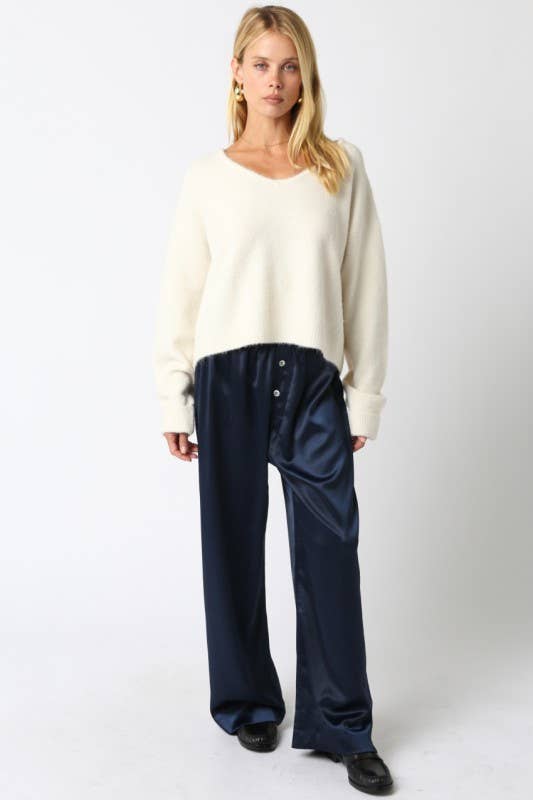 Evelyn Satin Wide-Leg Pants