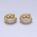 14K Gold Filled 15mm CZ Rhombus Filigree Huggie Earrings