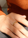 Orleans 18K Gold Non-Tarnish Layered V Rhinestone Ring