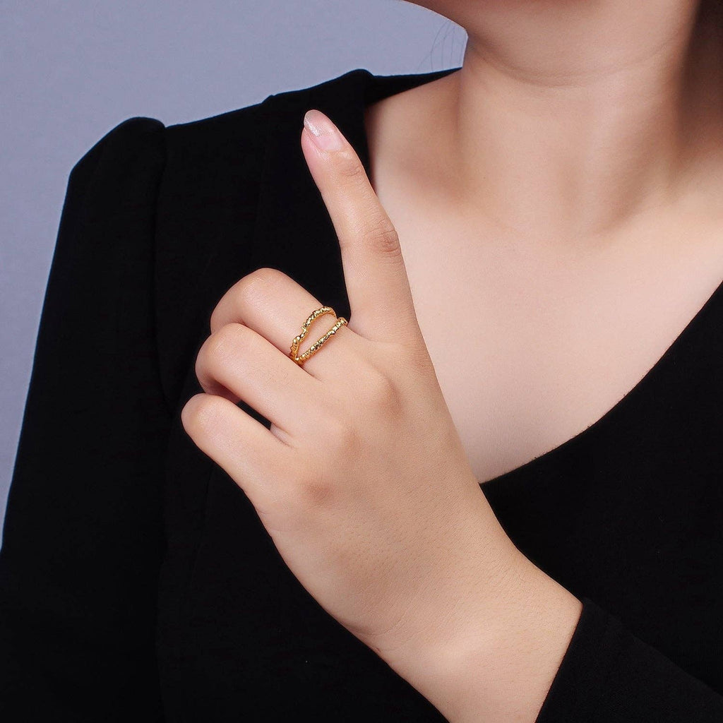 24K Gold Filled Open Double Molten Drip Band Ring