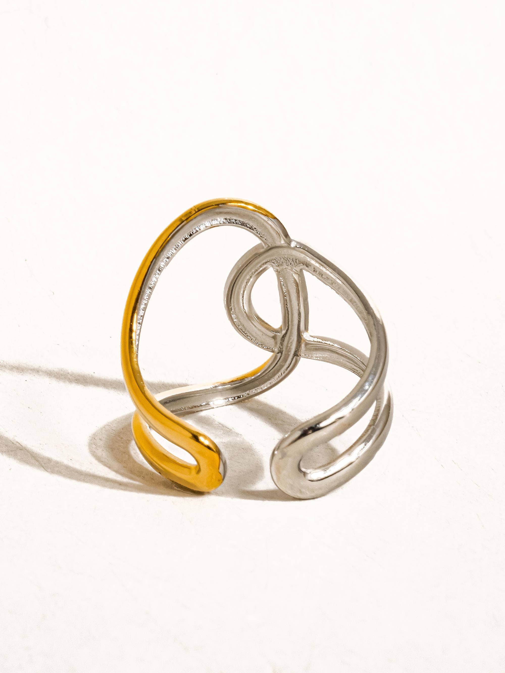 Lior 18K Gold Non-Tarnish Abstract Two Tone Ring