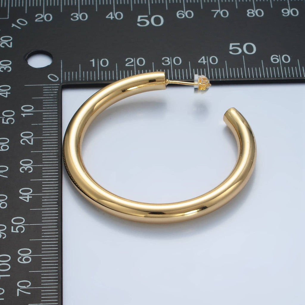 24K Gold Filled 50mm Minimalist Hoops | AD715 AD716