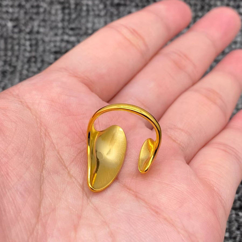 18K Gold Plated Stainless Steel Geometric Open Ring - FGS