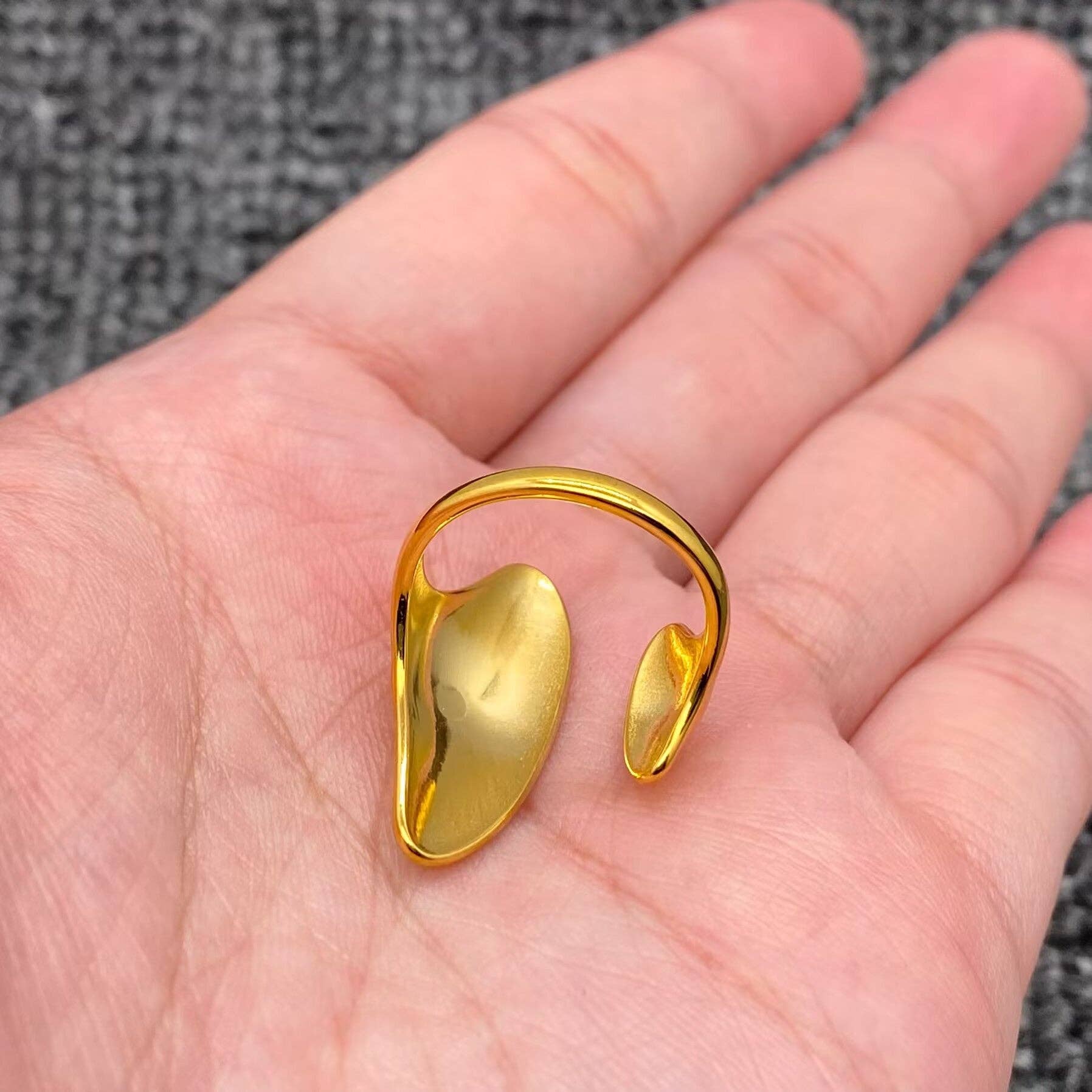 18K Gold Plated Stainless Steel Geometric Open Ring - FGS