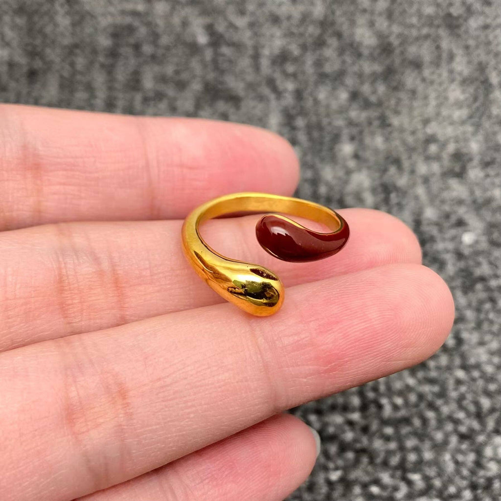 Ankela Red Two Tone 18K Gold Plated S.Steel Ring - FGS