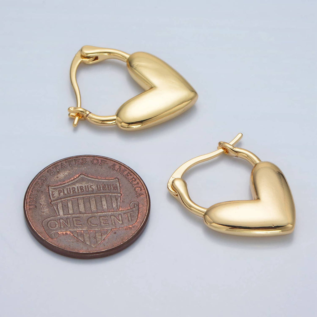 24K Gold Filled Minimal Heart Latch Hoop Earring | AB-1242