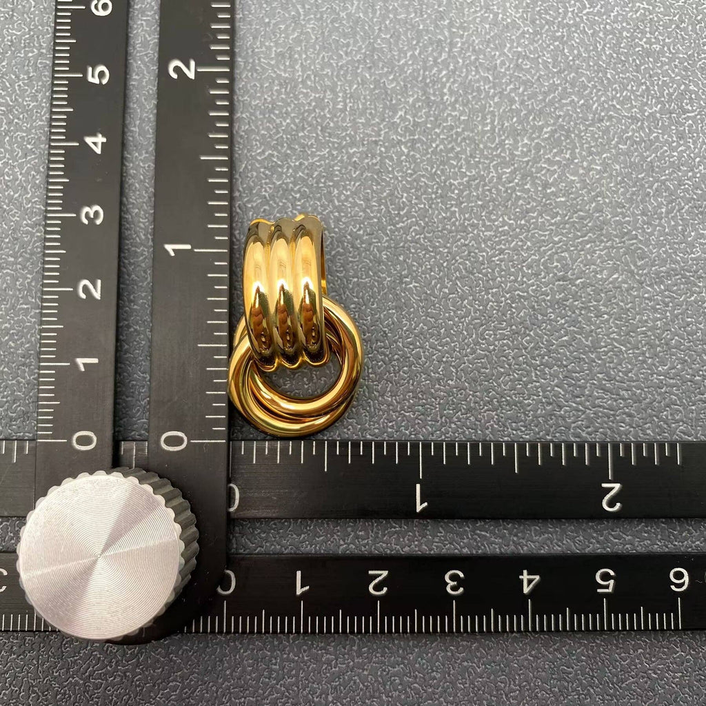 18K Gold Plated Stainless Steel Geometric Post Earrings -FGS