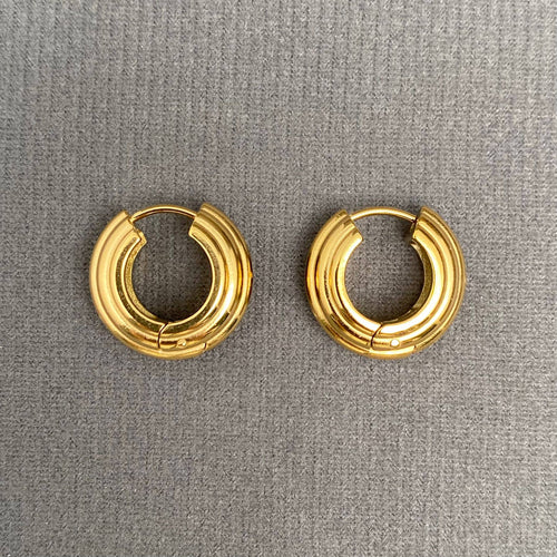 18K Gold Plated Stainless Steel Hoop Earrings - FGS