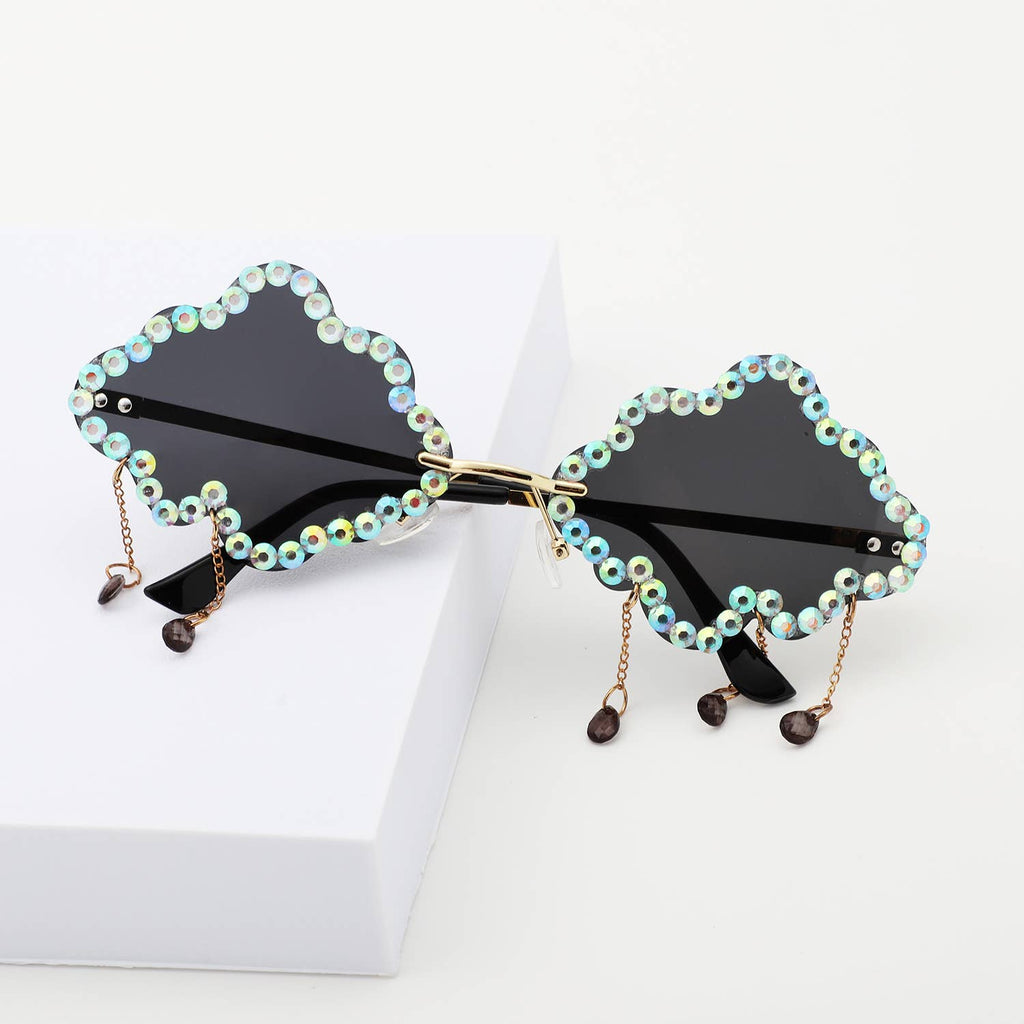 Rhinestone Cloud Irregular Shades Crystal Charm Sunglasses