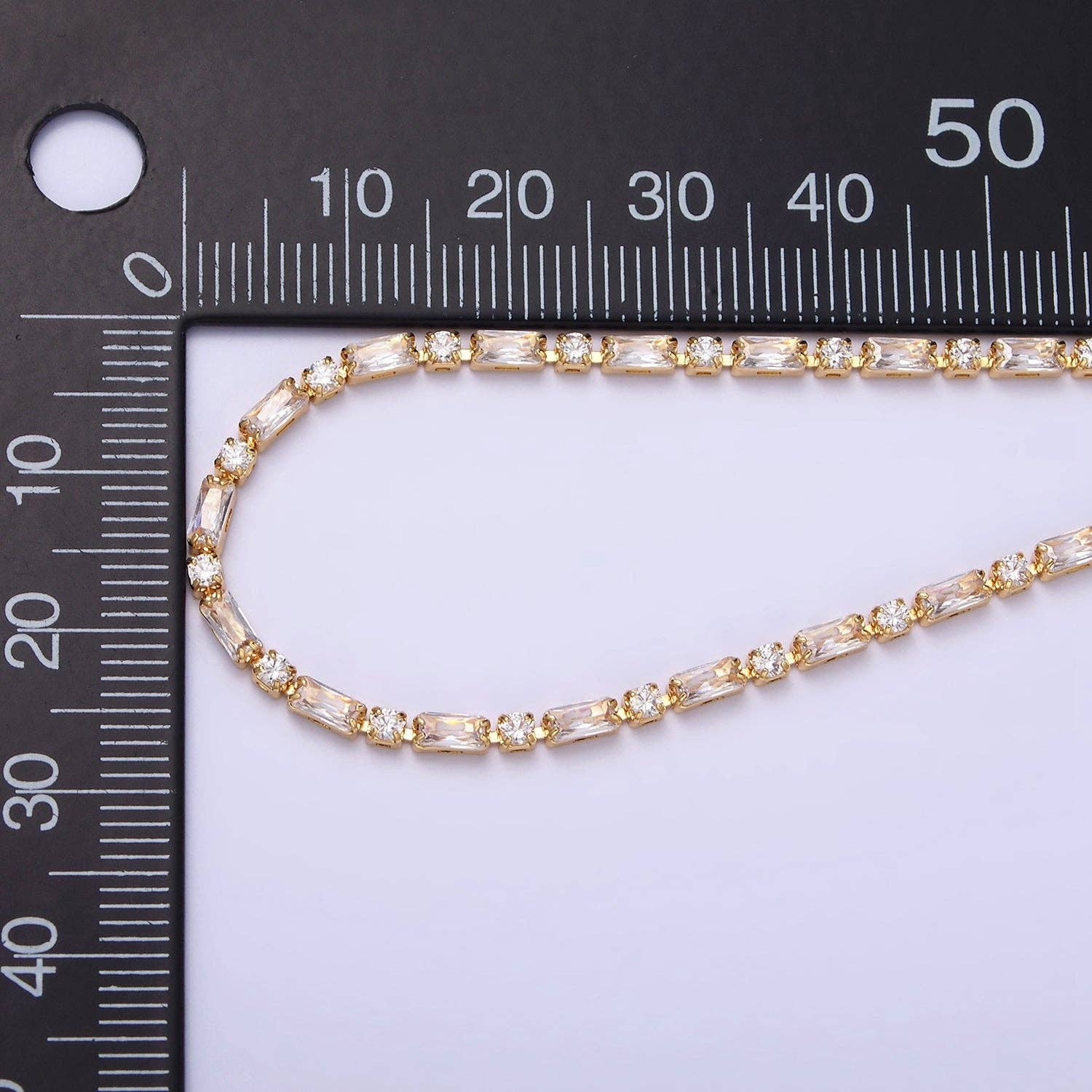 Gold Filled Tennis Bracelet W. Baguette Round Colorful CZ