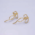 14K Gold Filled Curved Tied Ribbon Bow Stud Earrings