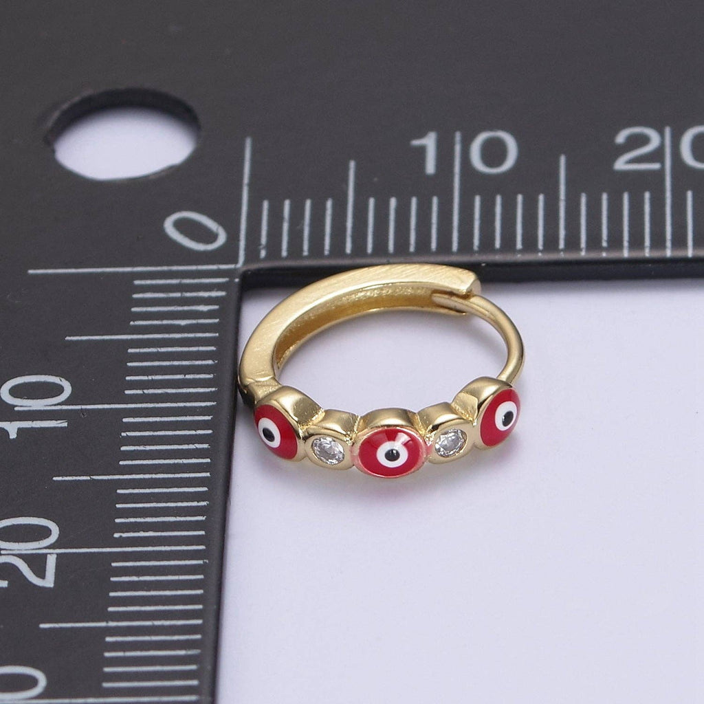 14mm Dainty Evil Eye Huggie  Hoop Earring T309~T314