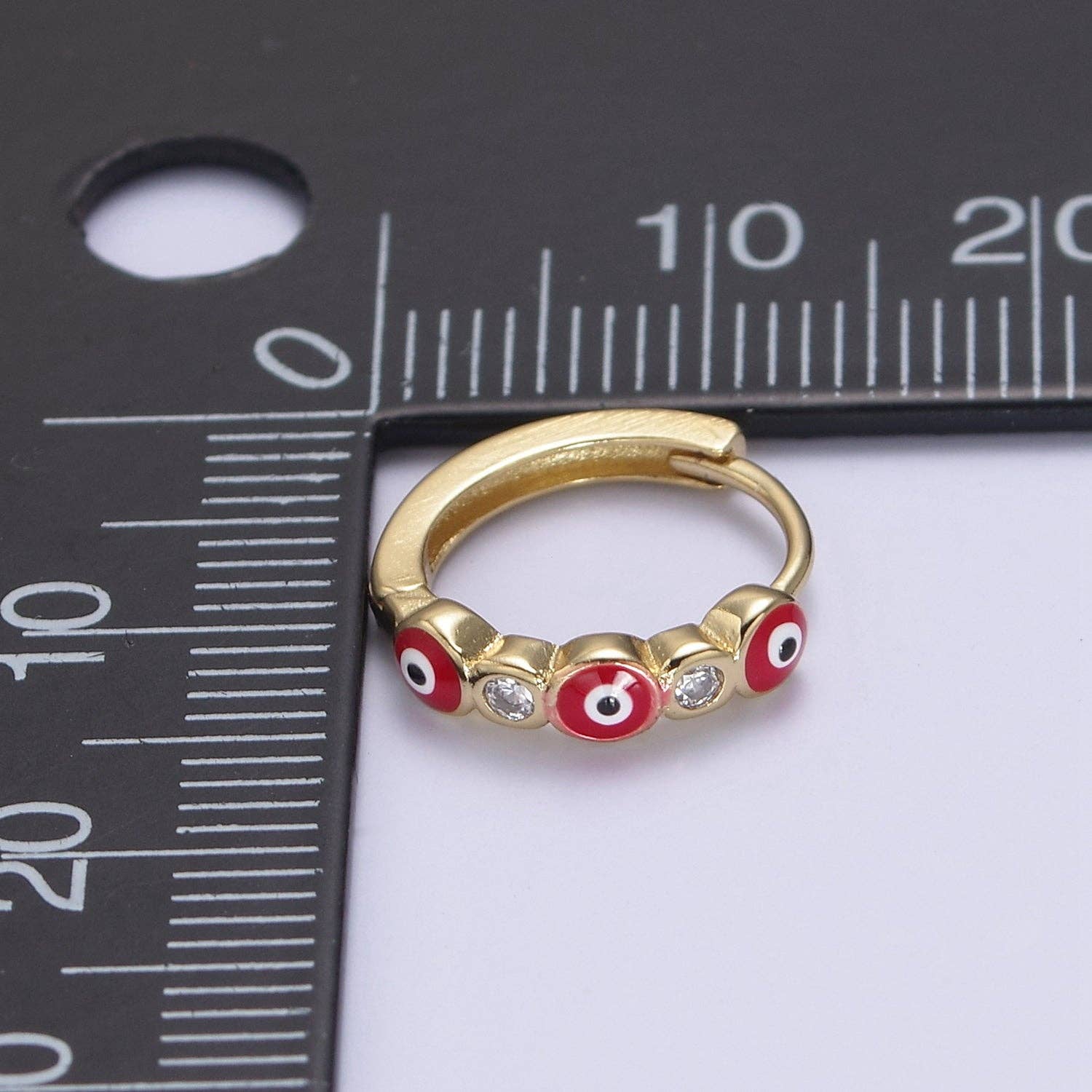 14mm Dainty Evil Eye Huggie  Hoop Earring T309~T314