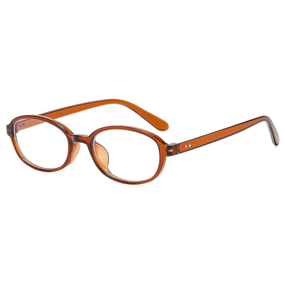 Oval Cat Eye Red Frame Glasses Retro Chic for Women