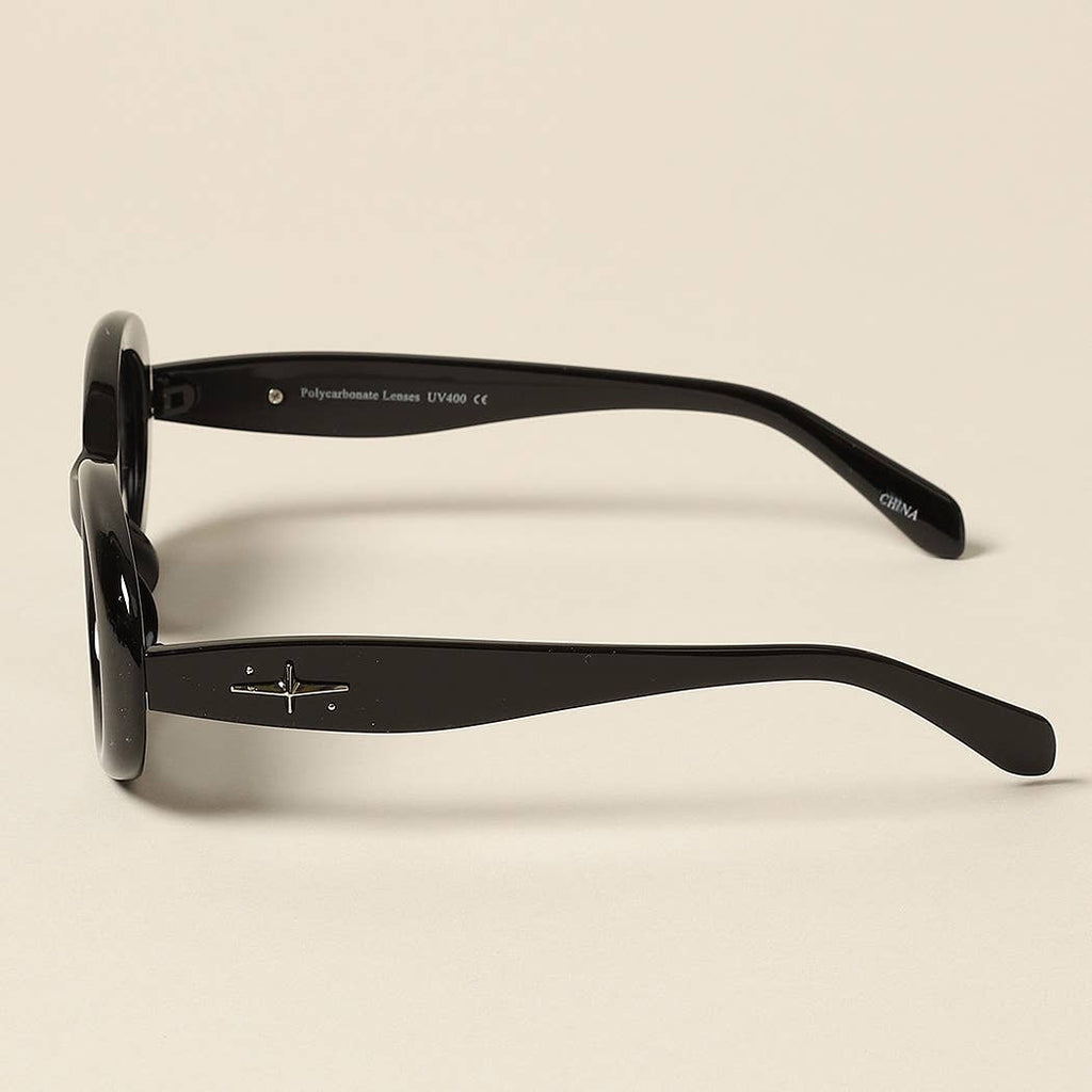 Women's Trendy Oval Glitter Sunglasses