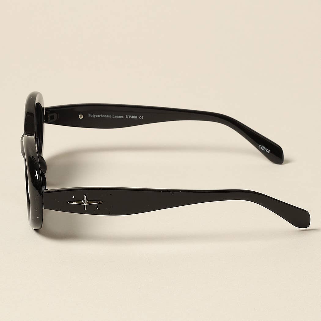 Women's Trendy Oval Glitter Sunglasses