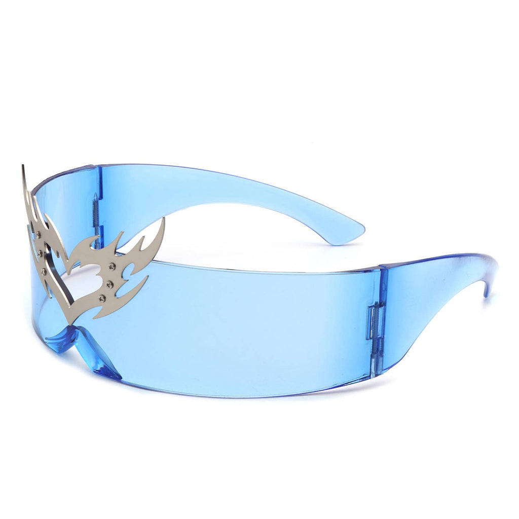 Futuristic Cyclops Wraparound Translucent Crown Sunglasses