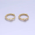 14K Gold Filled Square CZ Croissant Huggie Earrings | AB1329