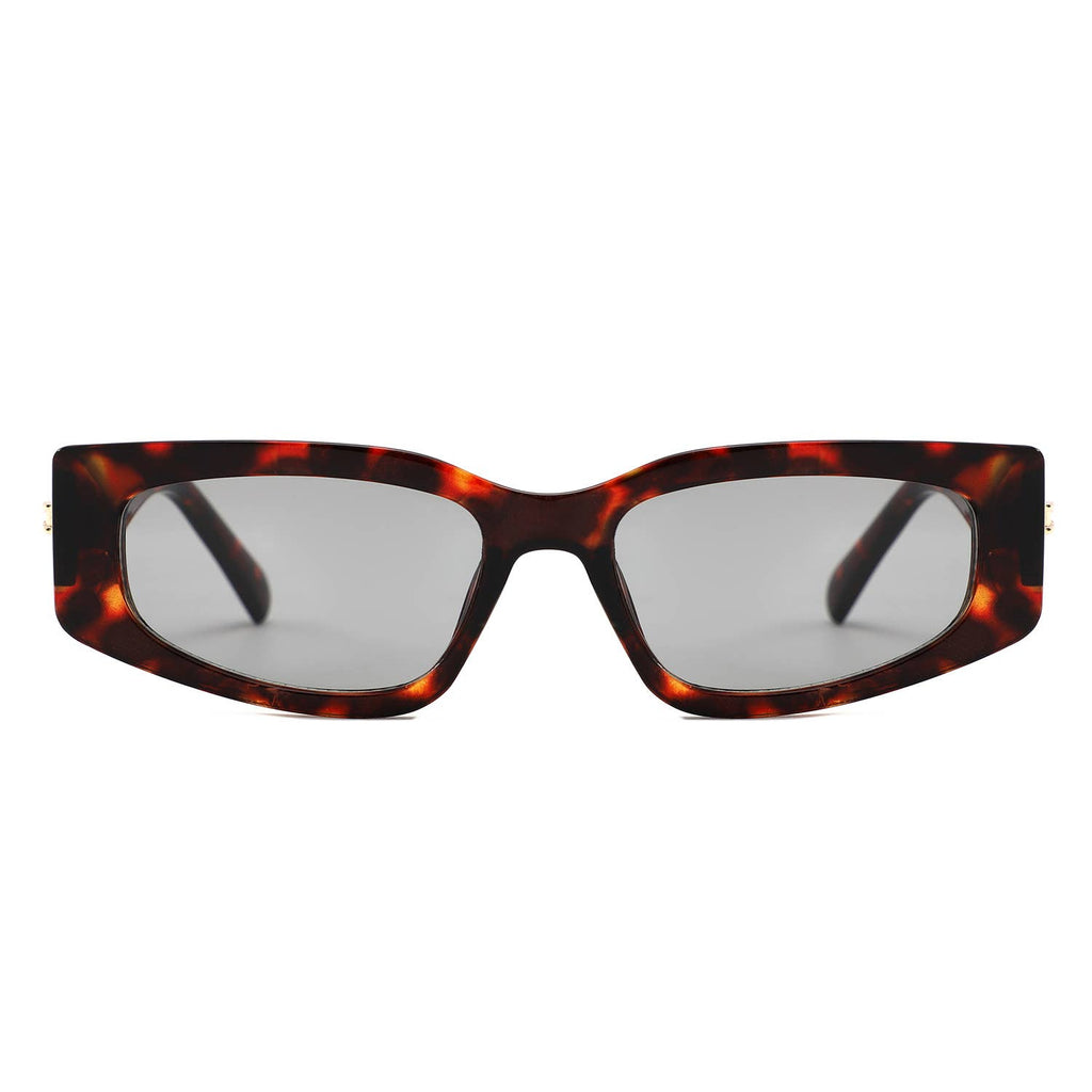 Slim Rectangle Thick Frame Narrow Fashion Sunglasses