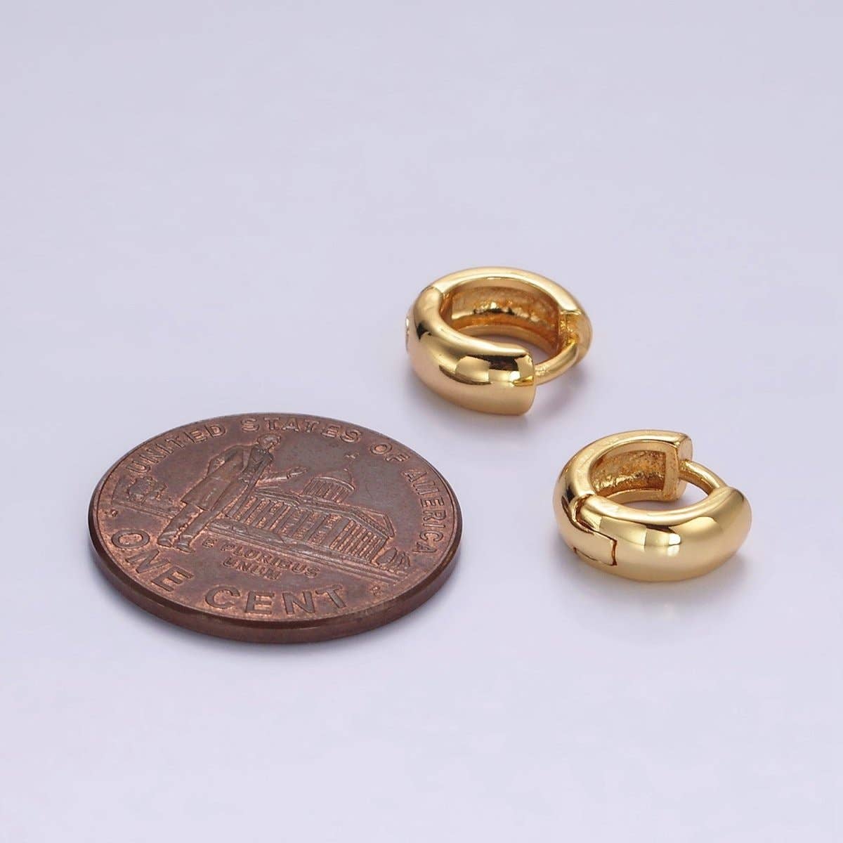 14K Gold Filled 10mm Band Minimalist Cartilage Huggie Earrings | AE995