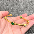 3 Tone Zircon 18K Gold Plated Stainless Steel Cuff - FGS