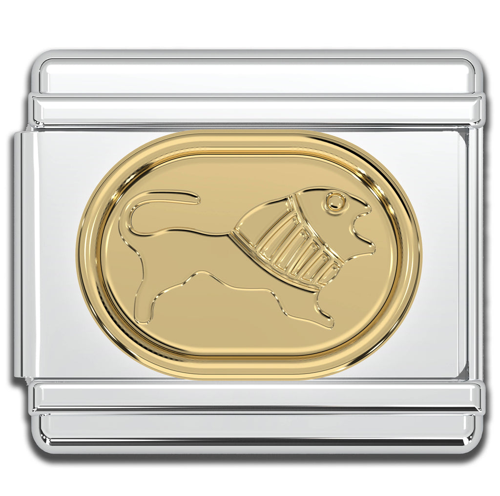 Italian Charms - Leo Zodiac, 9mm Gold Bracelet Links
