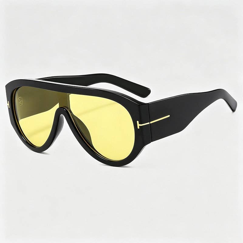 One-piece Integrated Thick Rim Aviator Sunglasses
