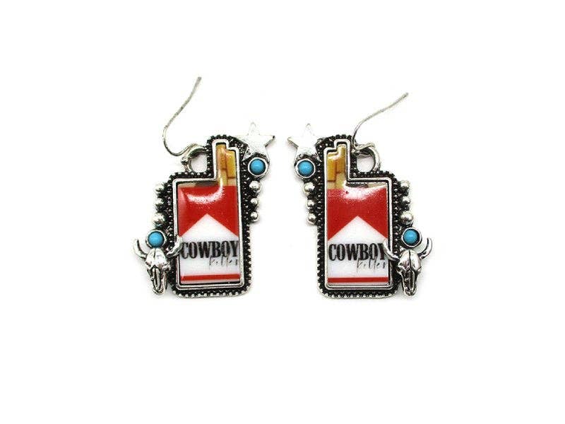 Western Cowboy Killer Cigarette Dangle Earring