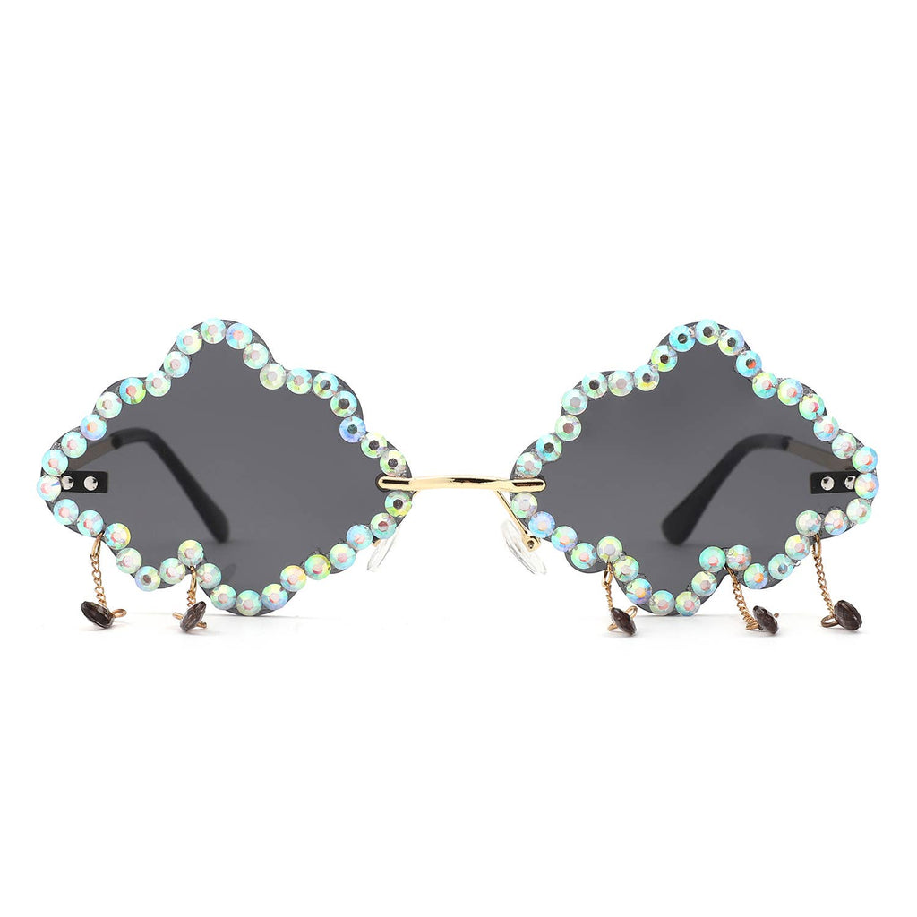 Rhinestone Cloud Irregular Shades Crystal Charm Sunglasses