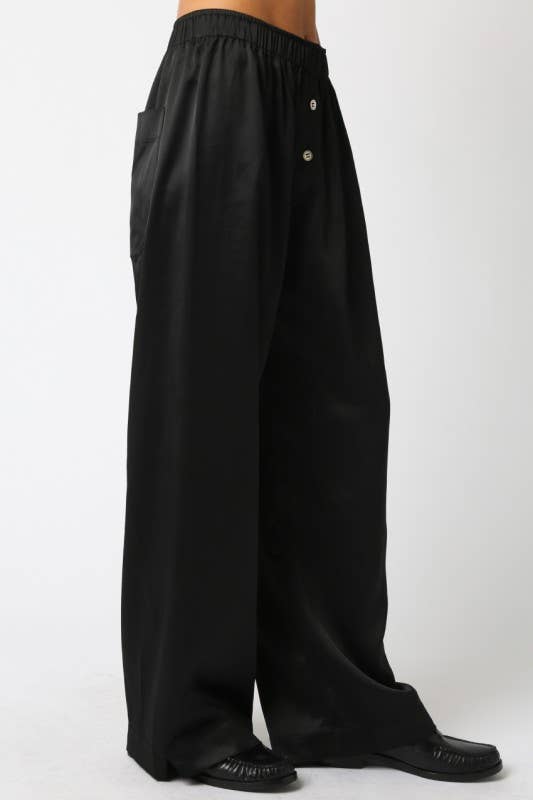 Evelyn Satin Wide-Leg Pants