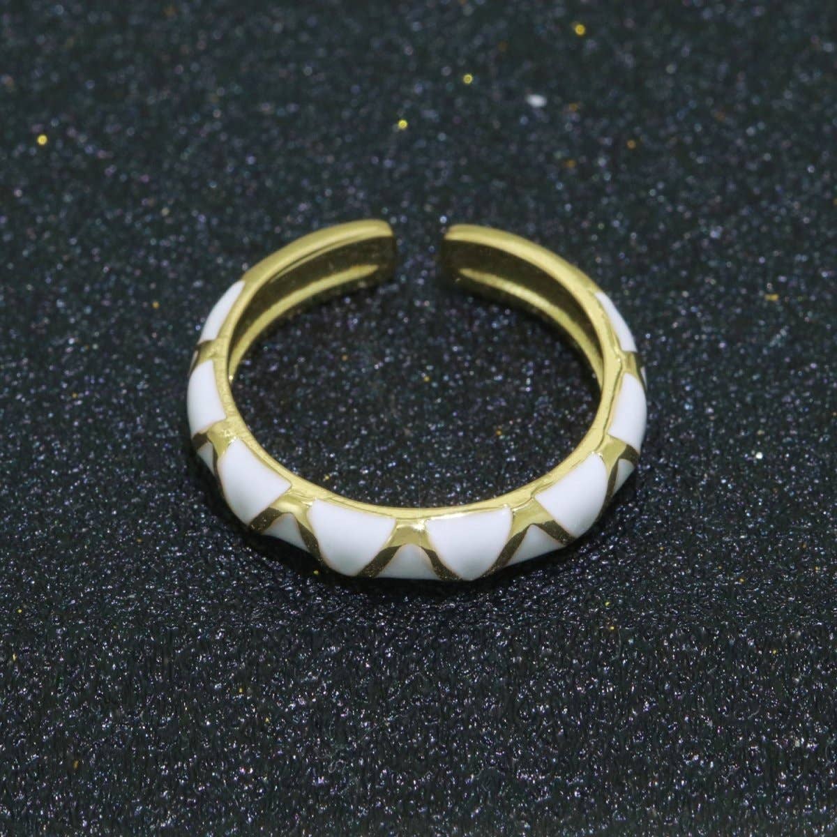 Dainty Gold Stackable Enamel Ring Bohemian Colorful Rainbow Band Open Adjustable S-120 ~ S-129
