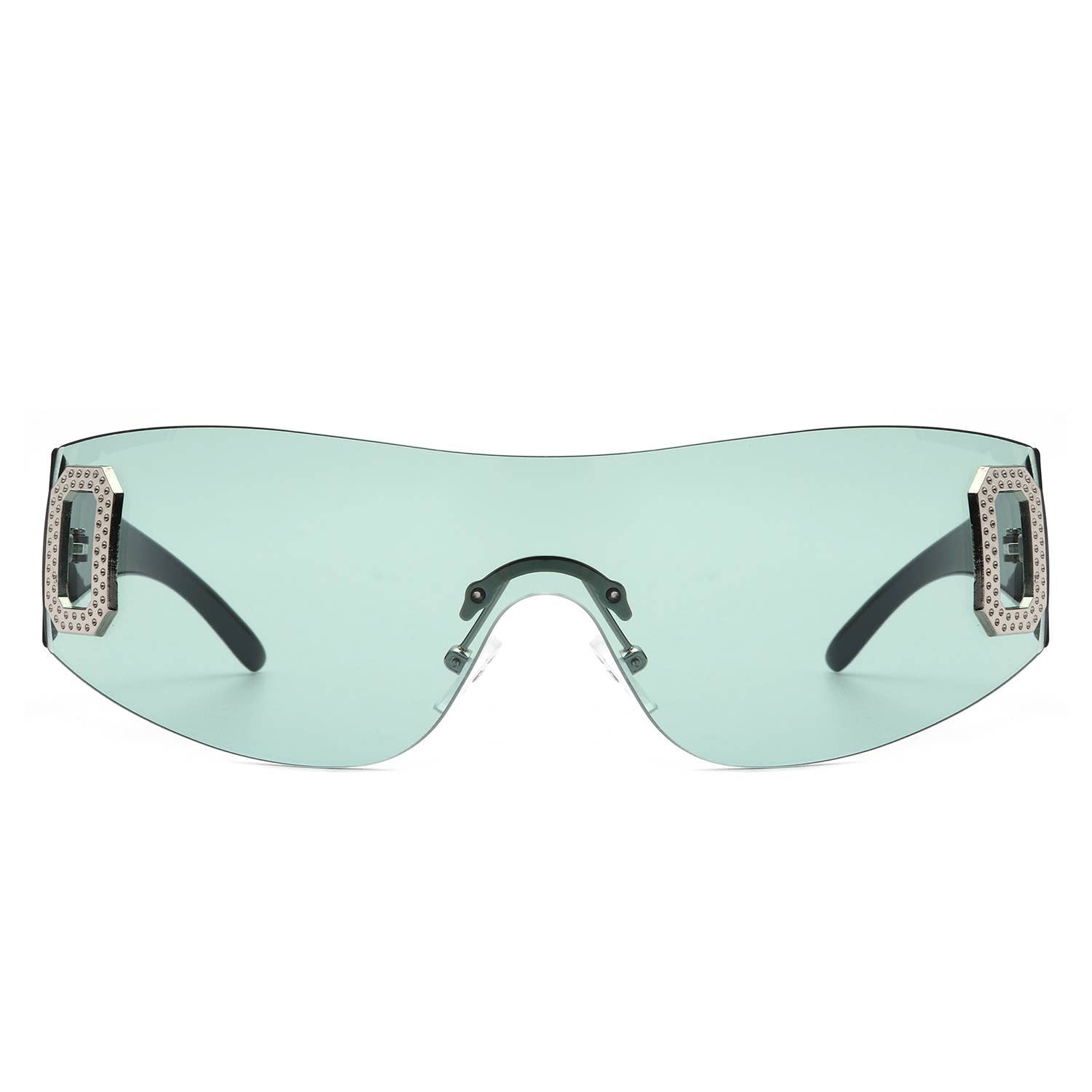 Rectangle Rimless Sleek Wrap Around Fashion Sunglasses