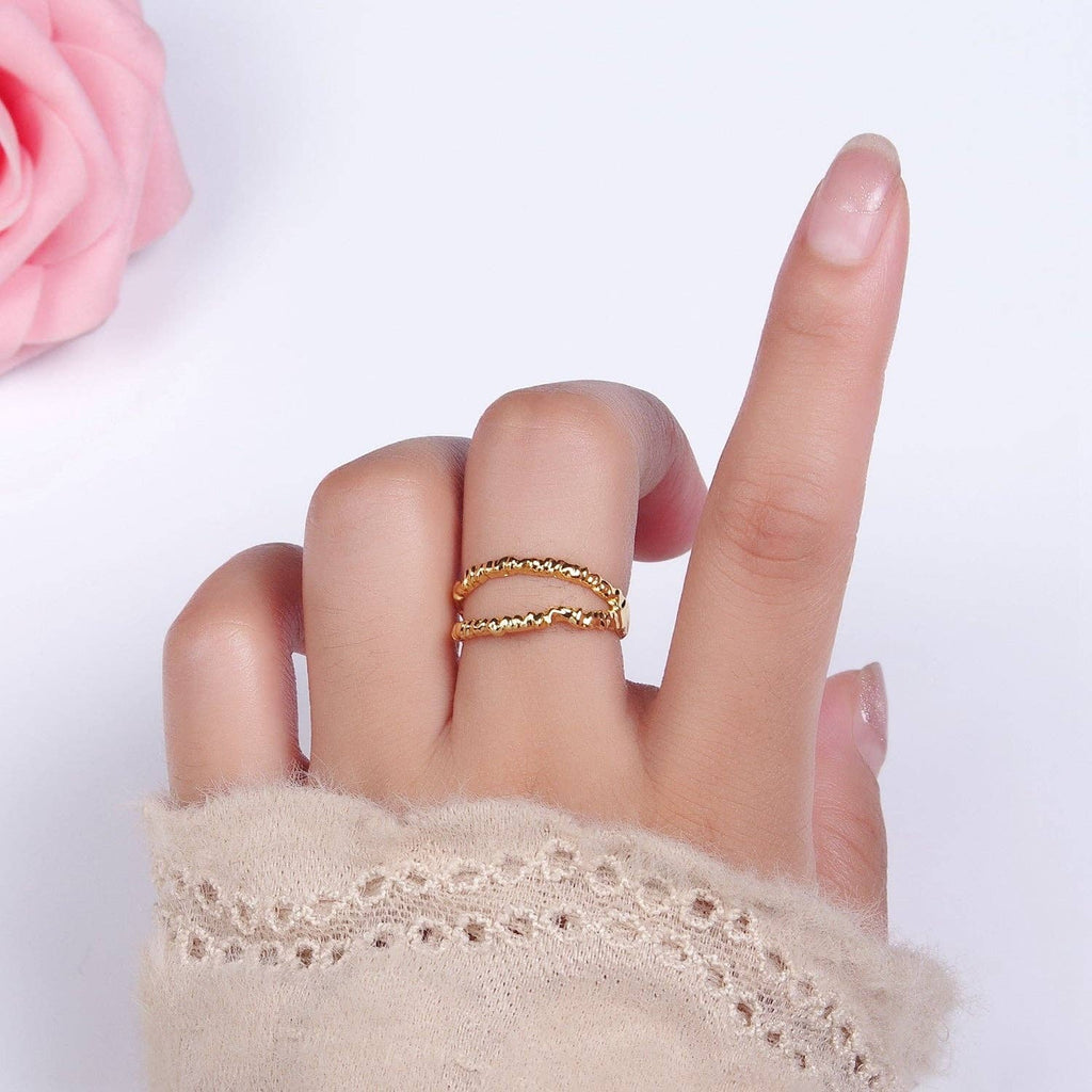 24K Gold Filled Open Double Molten Drip Band Ring