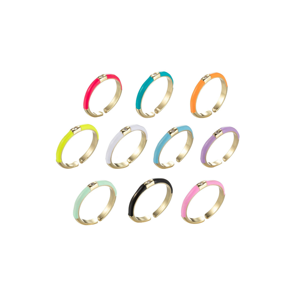 Gold Filled Colorful Enamel Stack Rings O860~O869