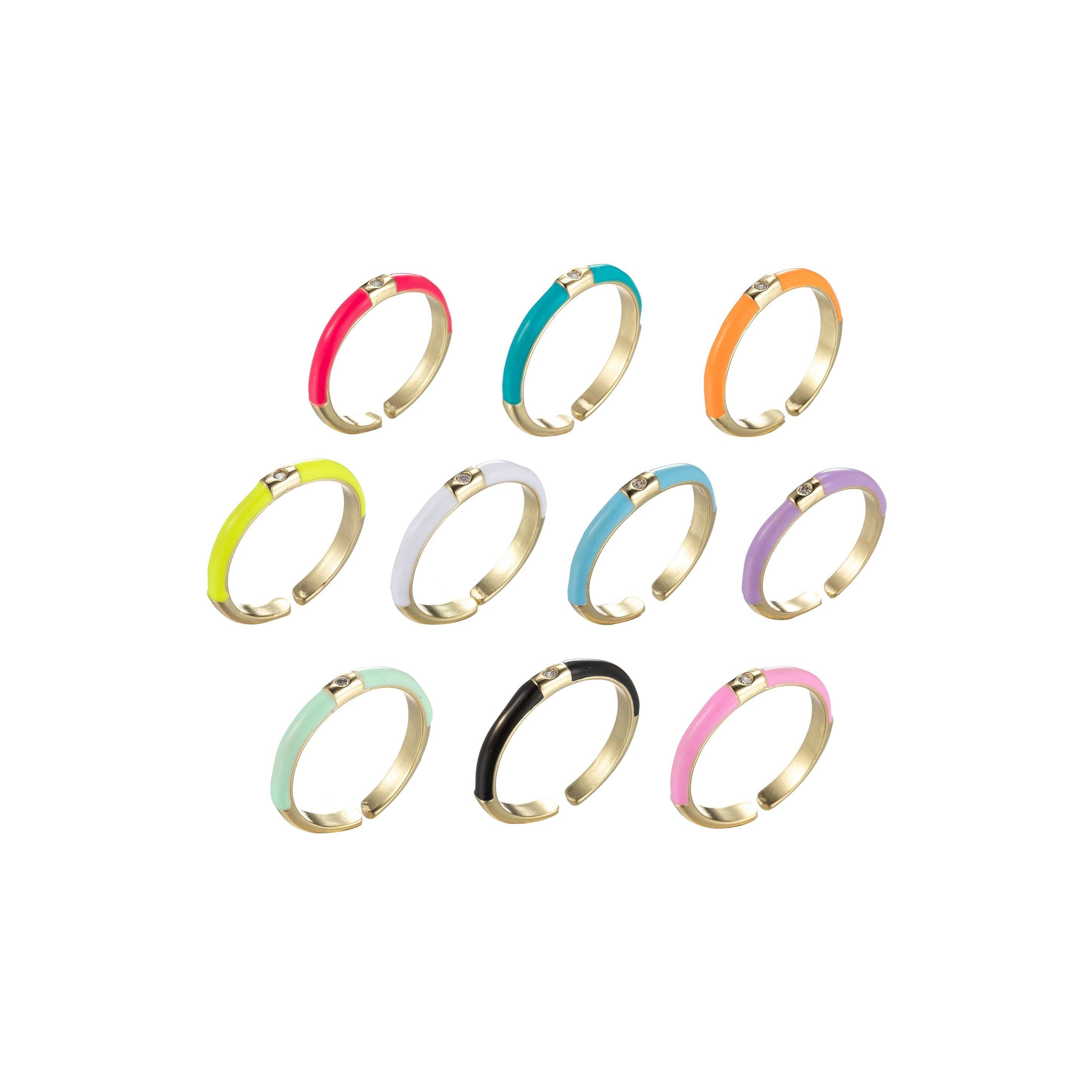 Gold Filled Colorful Enamel Stack Rings O860~O869