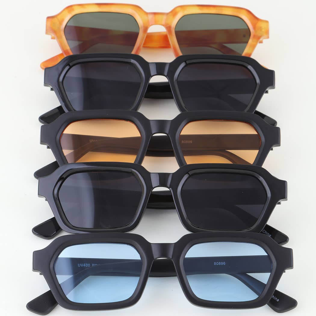 Simple Tinted Geometric Cut Sunglasses