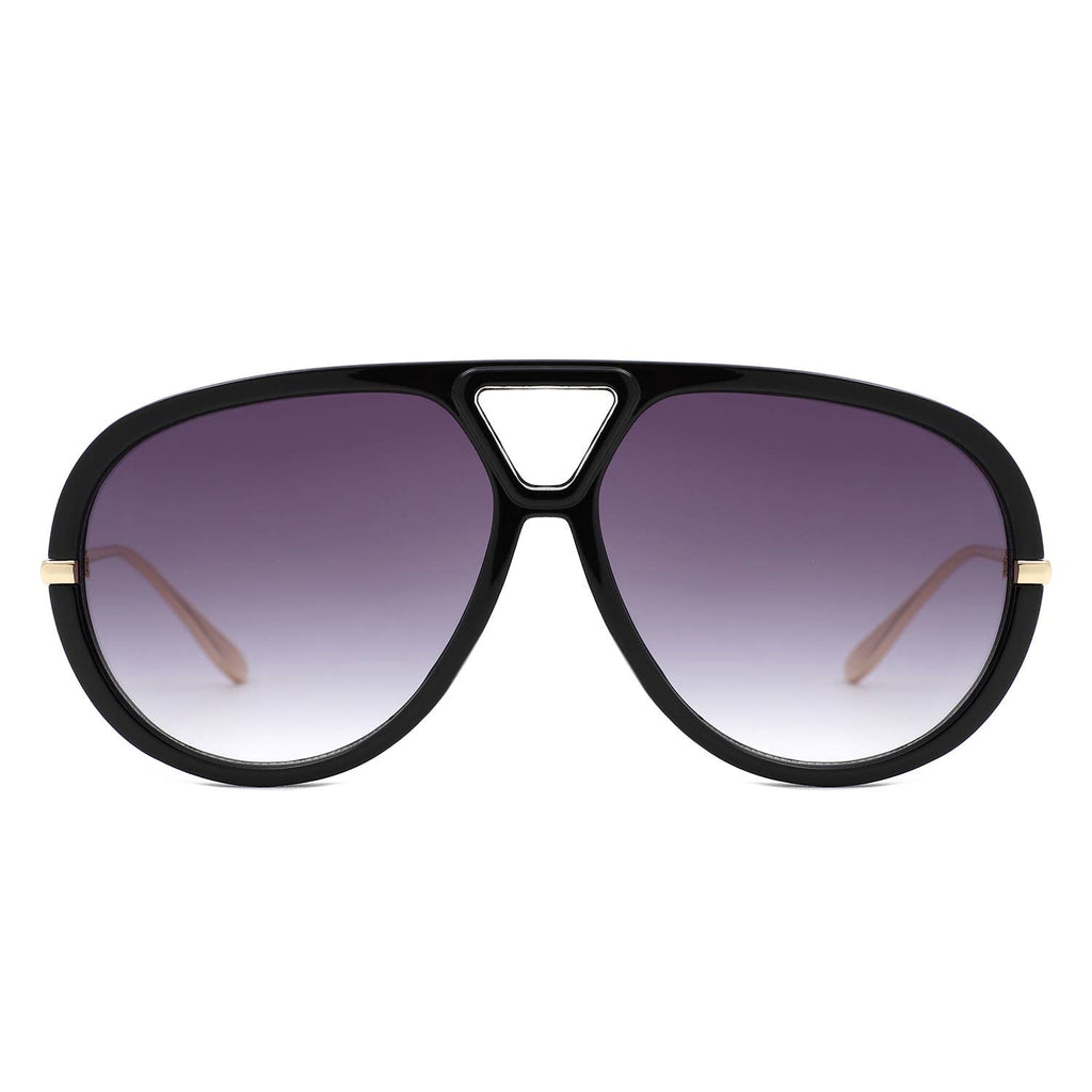 Retro Double Bridge Bold Fashion Aviator Sunglasses