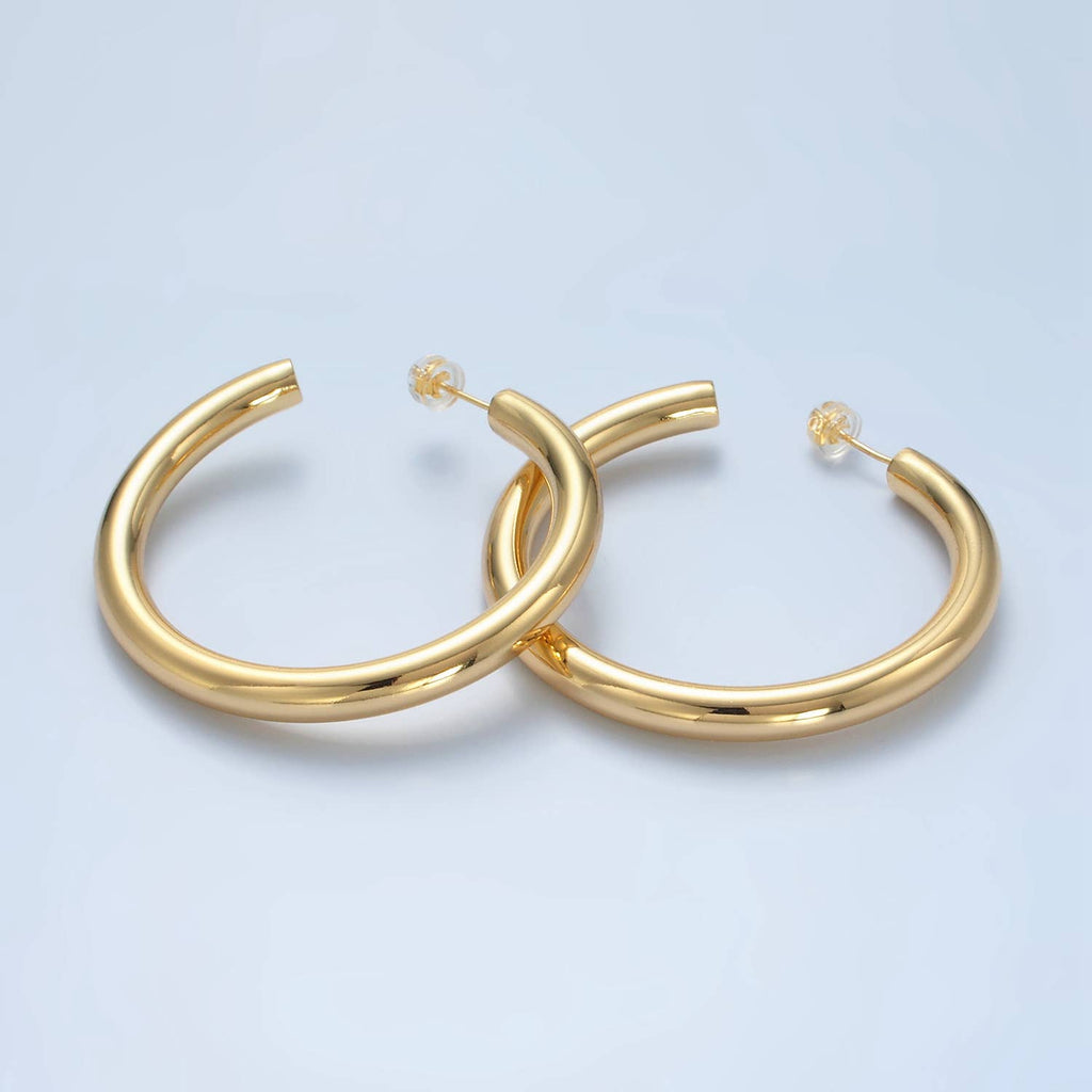 24K Gold Filled 50mm Minimalist Hoops | AD715 AD716