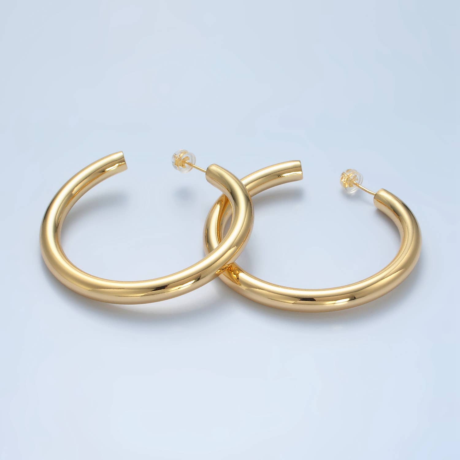 24K Gold Filled 50mm Minimalist Hoops | AD715 AD716