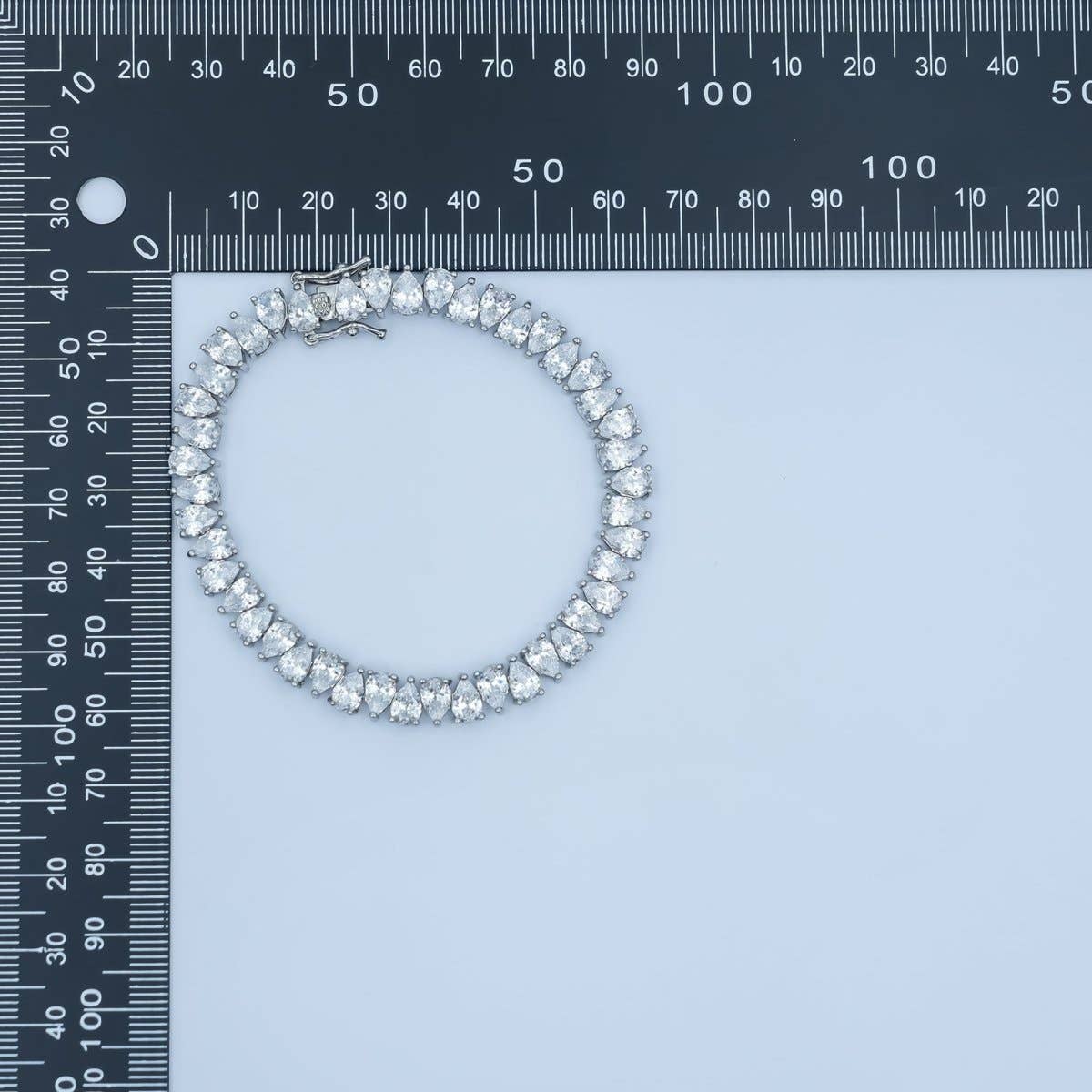 24K Gold Filled Clear CZ Double Teardrop Tennis Chain Bracelet in Gold & Silver | WA-3140 WA-3141