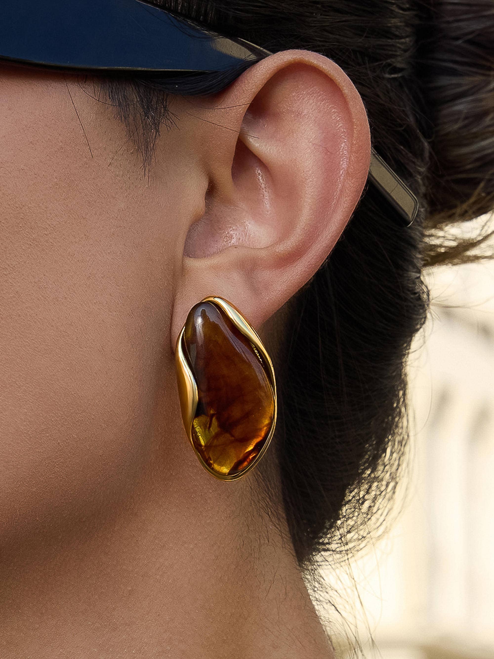 Maélie 18K Gold Non-Tarnish Resin Drop Earrings