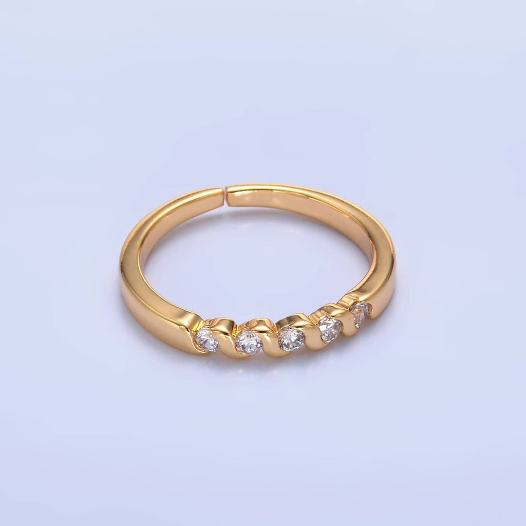 16K Gold Filled CZ Adjustable Minimalist Twisted Ring | U467