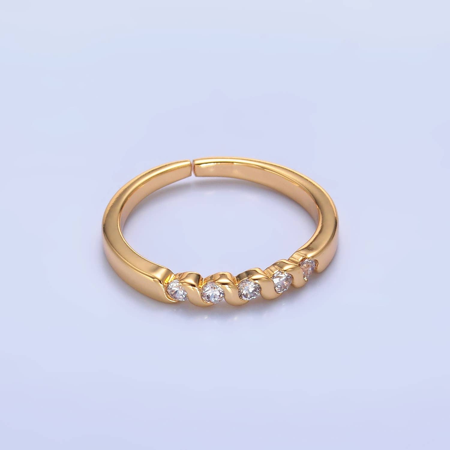 16K Gold Filled CZ Adjustable Minimalist Twisted Ring | U467