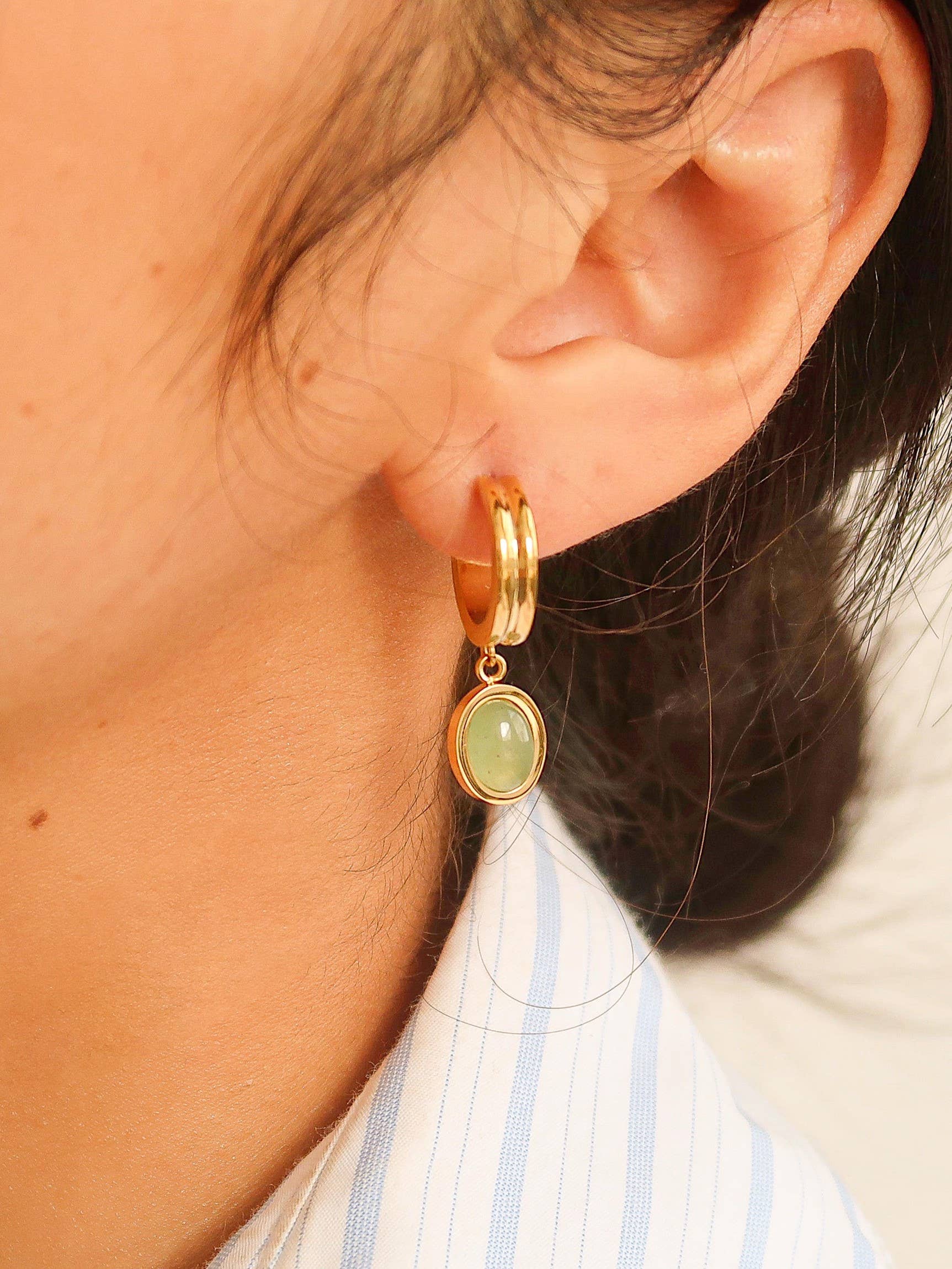 Whitnee Dainty Round Stone Dangle Earring