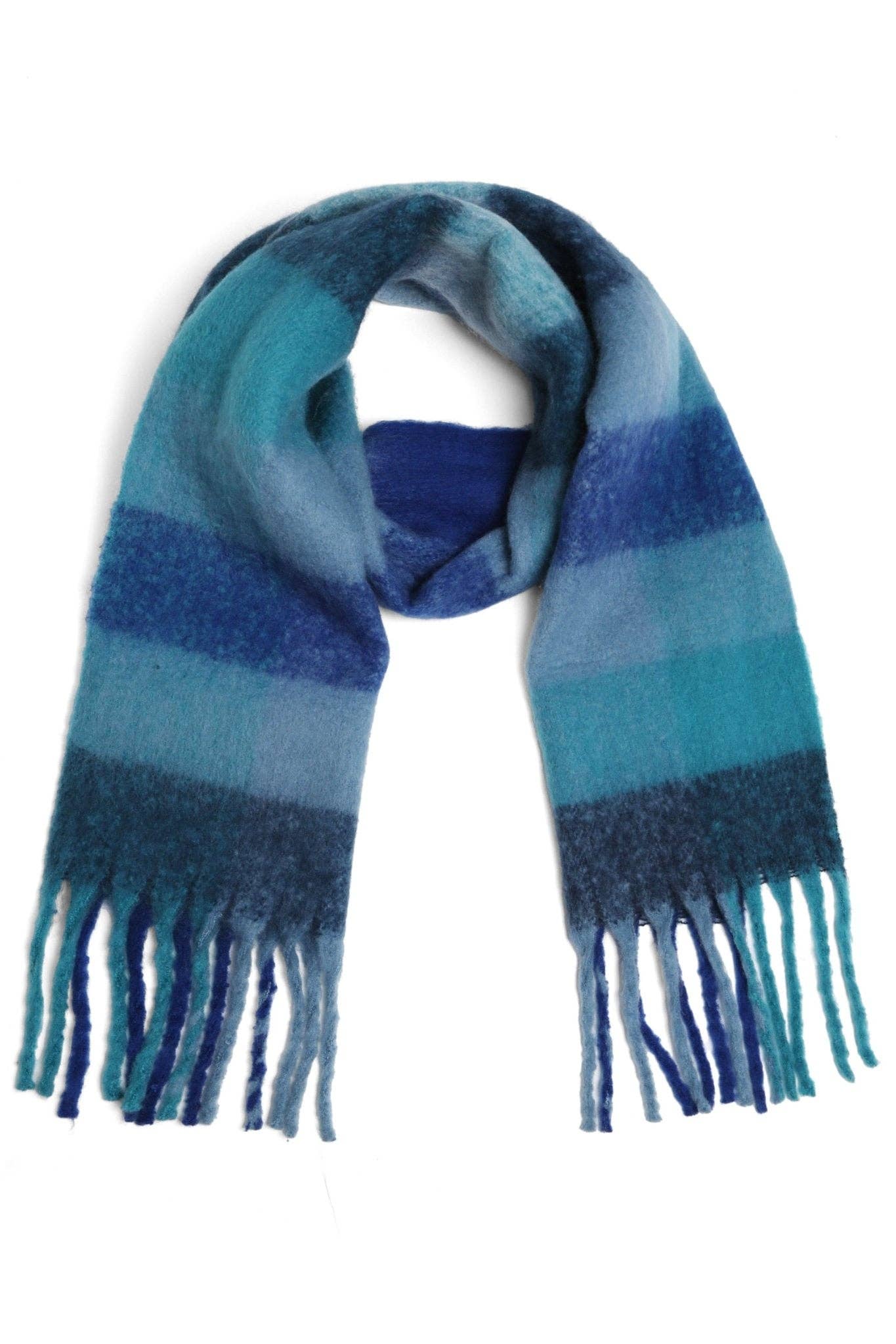 JS2415 Plaid Oblong Scarf with Fringe