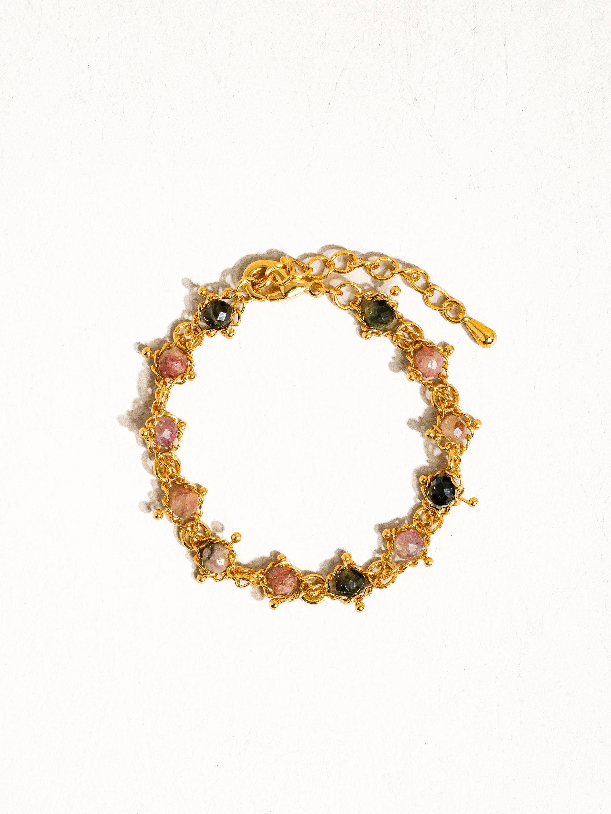 Skylar 18K Gold Multi-Stone Chained Bracelet, Necklace